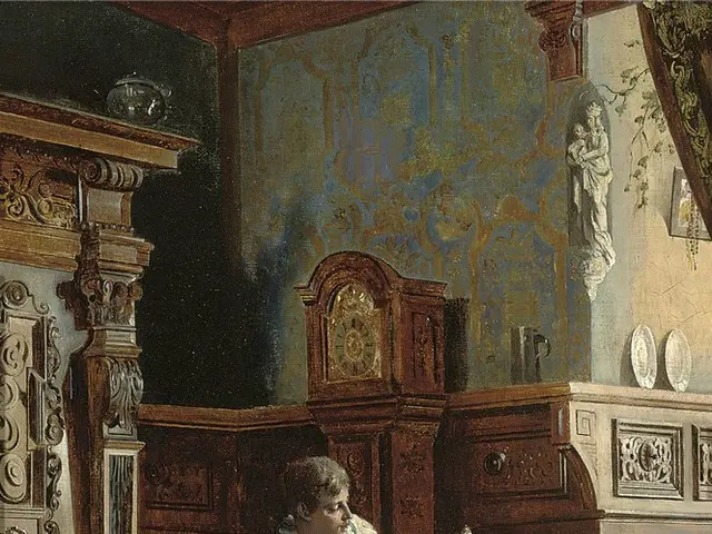 This is an art image in which we can see a person wearing costume is holding a dog and we can see a...